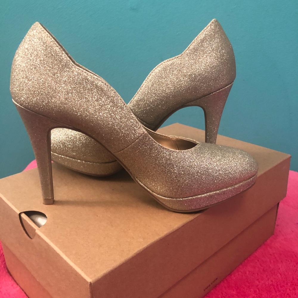 Gold Glitter Heels